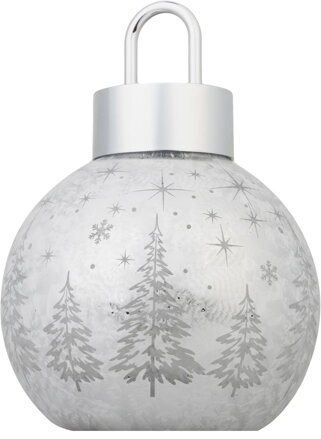 Guľa MagicHome Vianoce, sklo, strieborná, 10xLED teplá biela, 12x12x18 cm, 2xAA