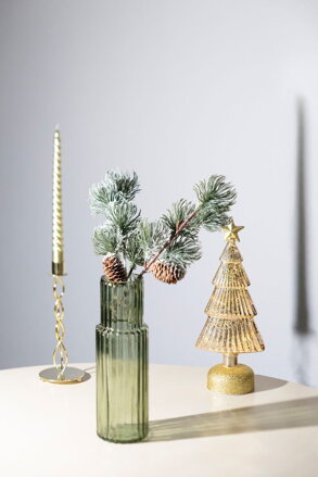 Stromček MagicHome Vianoce, sklo, 10xLED teplá biela, 12x8x29 cm, 3xAAA