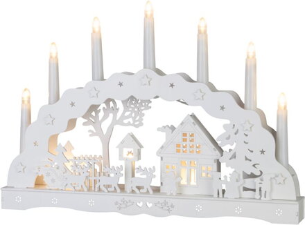 Dekorácia MagicHome Vianoce, domček, plast, 10xLED teplá biela, 45x5.2x31 cm, 2xAA