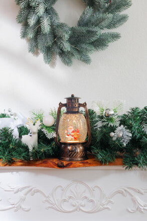 Lampáš MagicHome Vianoce, santa, plast, čierny, 1xLED teplá biela, 12x10x20.5 cm, 3xAA