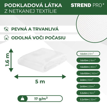 Textilia Garden B1105 1,6x005 m, netkaná, 17 g/m, biela
