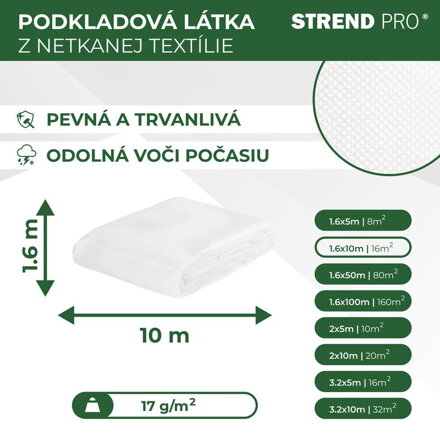 Textilia Garden B1106 1,6x10 m, netkaná, 17 g/m, biela