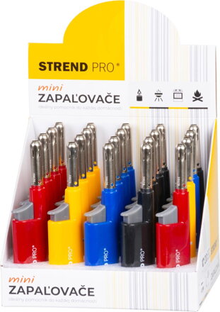 Zapalovac Strend Pro, MINI, 4 farby, sellbox 20 ks