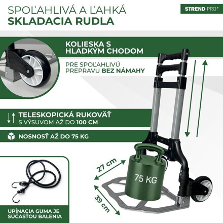 Rudľa Strend Pro, prepravný vozík, skladacia schodisková, teleskopická, max. 75 kg