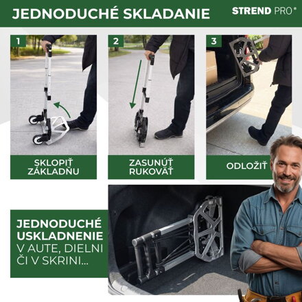 Rudľa Strend Pro, prepravný vozík, skladacia schodisková, teleskopická, max. 75 kg