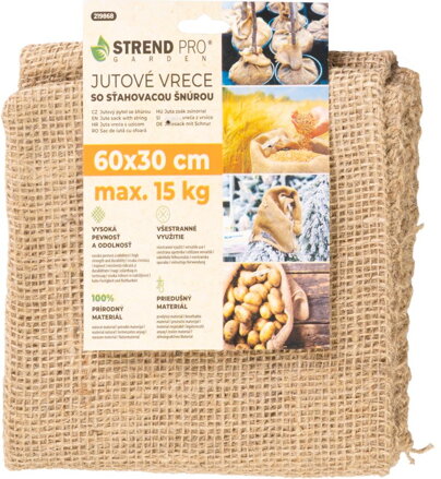 Vrece Strend Pro Garden, jutové, 60x30 cm, max.15 kg, so šnúrou