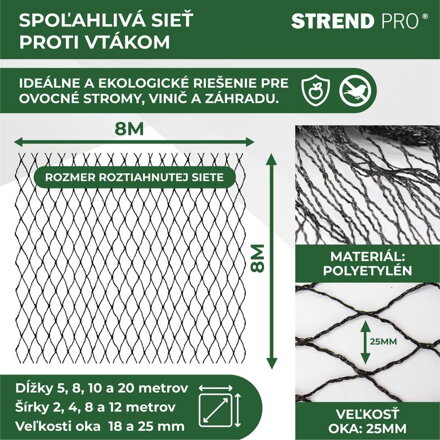 Siet A1205 • 08x08 m, oko 25 mm, proti vtákom, PE