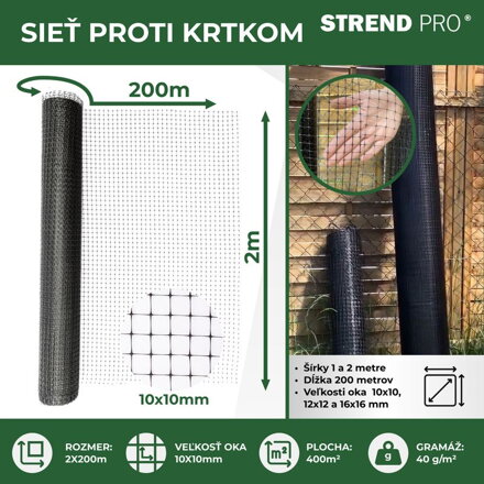 Siet GrassGuard, 12x12 mm, 2 m, L200 m, proti krtkom