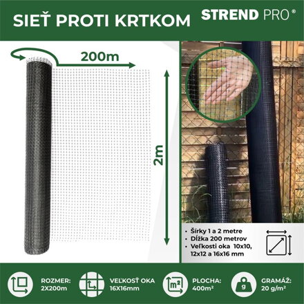 Siet GrassGuard, 16x16 mm, 1 m, L200 m, proti krtkom