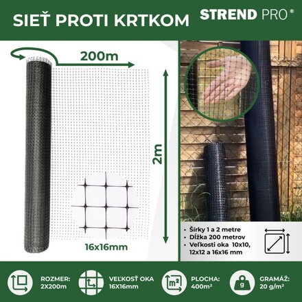 Siet GrassGuard, 16x16 mm, 2 m, L200 m, proti krtkom