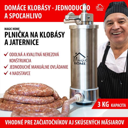 Plnicka Porking SM206, na klobásy a jaternice, vertikálna, 3 kg, ručná