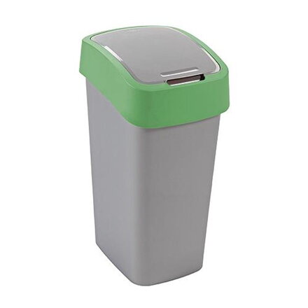 Kôš Curver® FLIP BIN 25L, šedostříbrná/zelená, na odpadky