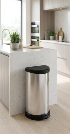 Kôš Curver® DECO BIN 40L, střibrný/černý, na odpad