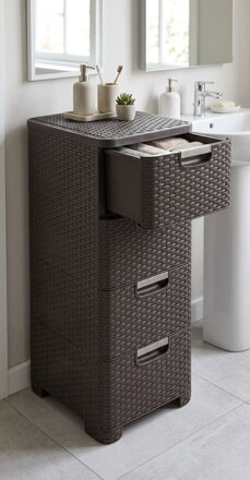 Komoda Curver® STYLE 4x, tmavohnedá, 33x79x38 cm