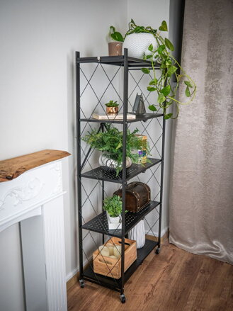 Regál Racks RAW5T, kovový, 5 police, 1630x720x340 mm, max. 50 kg/polica, prenosný