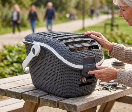 Box Curver® PET CARRIER, antracit, 38x51x33 cm, prepravný, na mačku a psa
