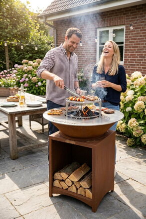 Gril Strend Pro Fiesta, prevedenie rust, oceľ, priemer 75 cm, s ohniskom