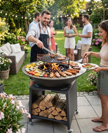 Gril Strend Pro Fiesta, prevedenie antracit, oceľ priemer 100 cm, s ohniskom