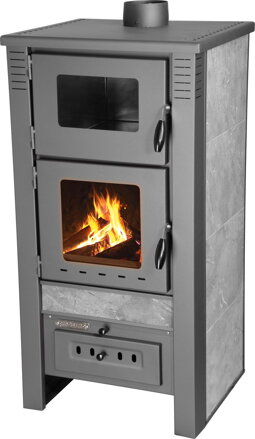 Kachle Pro TAURUS Ceramic, šedé, 12 kW, 120 mm, s rúrou na pečenie