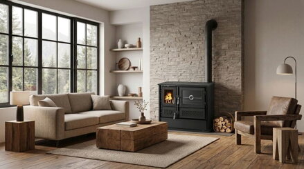 Sporák BELLA, 9,0KW, pravý, čierny, 870x510x810mm