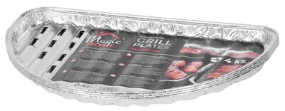 Miska Strend Pro Grill 33x19x2.0 cm, 4 ks, polkruhová, perforovaná, ALU