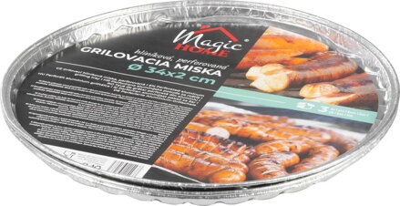 Miska MagicHome, 34x2 cm, grilovacia, perforovaná, 3 ks, Alu, okrúhla