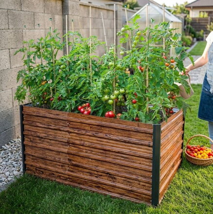 Záhon Strend Pro Garden, 200x100x77cm, 3D dizajn drevo, kov, vyvýšený