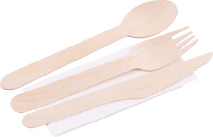 Príbor MagicHome Woodline ECO, drevený nôž, vidlička, lyžica, servítka, 100% Natural Príbor MagicHome Woodline ECO, drevený nôž, vidlička, lyžica, servítka, 100% Natural