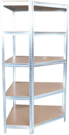Regál Racks RAT80, do kúta, rohový, kovový, MDF, 5 políc, 180x90x40 cm, max. 150 kg/polica Regál Racks RAT80, do kúta, rohový, kovový, MDF, 5 políc, 180x90x40 cm, max. 150 kg/polica