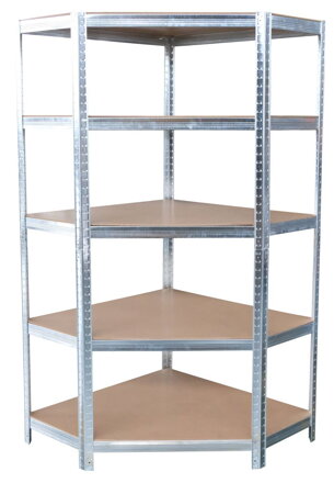 Regál Racks RAT80, do kúta, rohový, kovový, MDF, 5 políc, 180x90x40 cm, max. 150 kg/polica Regál Racks RAT80, do kúta, rohový, kovový, MDF, 5 políc, 180x90x40 cm, max. 150 kg/polica