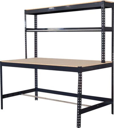 Stôl Racks PWB60, pracovný, do dielne, s policou, 183x183x90 cm, max 350 kg Stôl Racks PWB60, pracovný, do dielne, s policou, 183x183x90 cm, max 350 kg