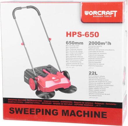 Zametací stroj Worcraft HPS-650, mechanická metla, s objemom 22 lit. Zametací stroj Worcraft HPS-650, mechanická metla, s objemom 22 lit.