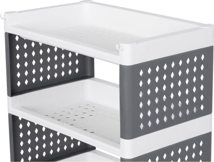 Regál MagicHome Rolly, plastový, 5 políc, 49x29x97 cm, na kolieskach Regál MagicHome Rolly, plastový, 5 políc, 49x29x97 cm, na kolieskach