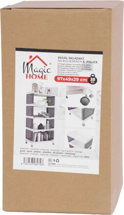 Regál MagicHome Rolly, plastový, 5 políc, 49x29x97 cm, na kolieskach Regál MagicHome Rolly, plastový, 5 políc, 49x29x97 cm, na kolieskach