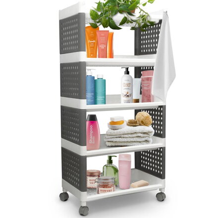 Regál MagicHome Rolly, plastový, 5 políc, 49x29x97 cm, na kolieskach Regál MagicHome Rolly, plastový, 5 políc, 49x29x97 cm, na kolieskach
