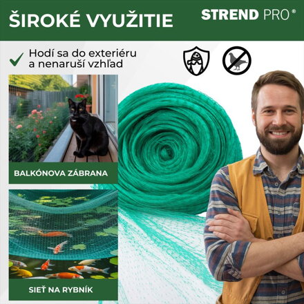Sieť Strend Pro, 4x10 m, oko 18 mm, proti vtákom, PE