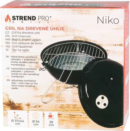 Gril Strend Pro Niko, BBQ, na drevené uhlie, 37x43 cm