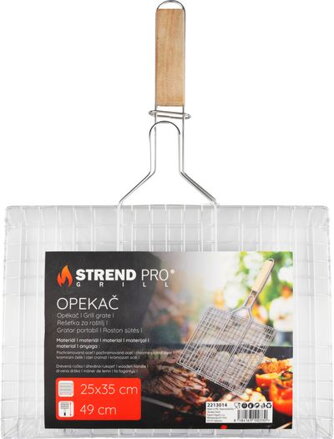 Opekač Strend Pro Grill, na mäso s drevennou rúčkou, 49x35x1,5 cm