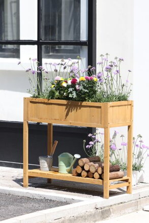 Záhon Strend Pro Garden, 89x33x76 cm, so spodnou policou, drevo, vyvýšený, s nohami