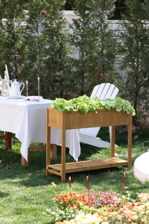 Záhon Strend Pro Garden, 89x33x76 cm, so spodnou policou, drevo, vyvýšený, s nohami
