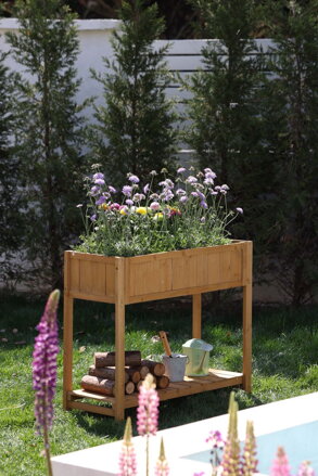 Záhon Strend Pro Garden, 89x33x76 cm, so spodnou policou, drevo, vyvýšený, s nohami