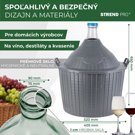 Demizon Cada Inco 54 lit, sklo/plast, 650x520/405 mm