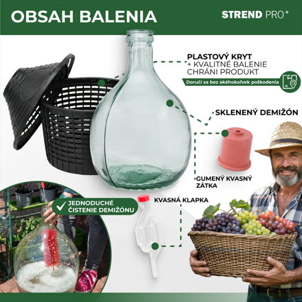 Demizon Cada Inco 54 lit, sklo/plast, 650x520/405 mm