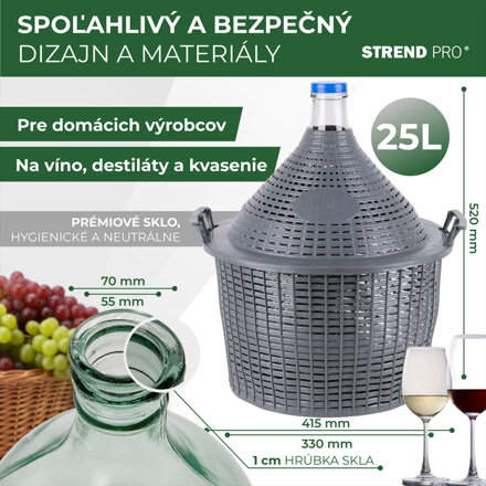 Demizon Cada Inco 25 lit, sklo/plast, 520x415/330 mm