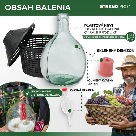 Demizon Cada Inco 25 lit, sklo/plast, 520x415/330 mm