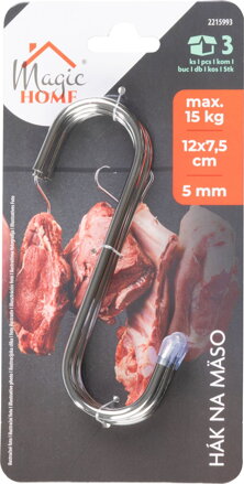 Hák na mäso MagicHome, bal 3ks, nerez, 12x7.5 cm, pr. 5 mm