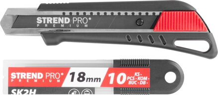 Nôž Strend Pro Premium FD781, BlackMatt, SoftTouch, 18 mm, odlamovací, + 10 ks čepelí, set Nôž Strend Pro Premium FD781, BlackMatt, SoftTouch, 18 mm, odlamovací, + 10 ks čepelí, set