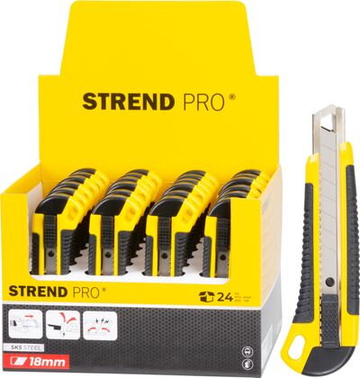 Noz STREND PRO UKBOX-86, 18 mm, odlamovací, plastový, Sellbox 24 ks