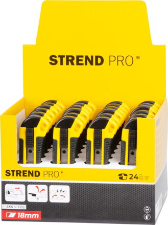 Noz STREND PRO UKBOX-86, 18 mm, odlamovací, plastový, Sellbox 24 ks