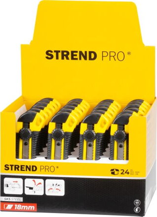 Noz STREND PRO UKBOX-85, 18 mm, odlamovací, plastový, Sellbox 24 ks